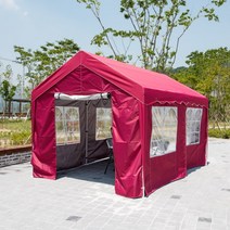 품격있는 DZB 쉘터 천막 3X5 프레임+지붕+벽면 4면 야외 그늘막 포장마차 업소용 캠핑 몽골텐트 주차장 농막, A4 세트. 쉘터프레임+지붕+모기장_3X5_와인