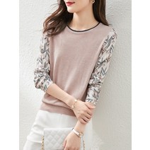 니트상의 희세계 가을 에스닉 무드 클래식 긴 소매 기하학무니 플라워 프린팅 페이크투피스 여성 보이핏 볼륨 2637383570