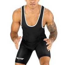 Elite Sports 남성용 레슬링 싱글렛 표준 유니폼 (블루), Black