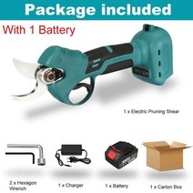 충전전지가위 무선전동만능팔 30mm br hless 전기 식 가지치기 나무 정원 도구 가지 가지치기 도구 makita 배터리, 배터리 1개