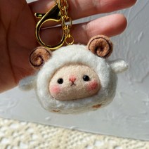 인형옷만들기패키지키트세트 반려견인형제작 반려견양모인형 양모고슴도치 강아지양모인형 양모인형, 키체인 화이트 램 소재 가방