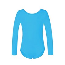 Phineein 여아용 긴소매 팀 베이직 레오타드 아동용 네이비 블루, 10-12 Years, Cerulean