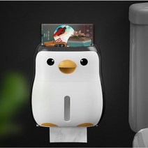펭귄 휴지걸이 휴대폰거치 서랍형 화장실 휴지걸이 욕실 휴지케이스, 블랙&화이트 펭귄