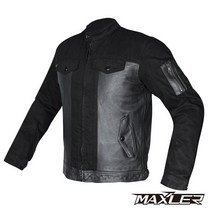 맥슬러 모빌리티 가죽 자켓 / Maxler 블랙 데님 믹스 매치 / 내피 분리 / 어깨 팔 등 CE 보호대 / 오토바이 라이더 자켓