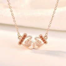 톰앤토미s 925실버 가넷 석류석 눈꽃 장갑 캐릭터 일체형 목걸이