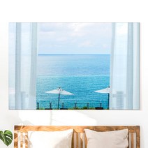 바다사진 물그림 바다액자 물사진 물멍 카페 감성 해변 창문 인테리어 캔버스 액자, 07.커튼속바다