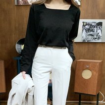 스퀘어넥 기본t 긴팔티셔츠