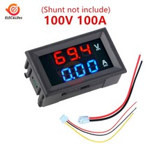 미니 디지털 자동차 전압계 전류계 DC 100V 10A 50A 100A LED 디스플레이 패널 앰프 전압 전류 측정기 테스터 감지기, 08 Red Blue 100A