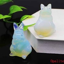금토끼 1.5quot 토끼 입상 천연석과 크리스탈 로즈 쿼츠 조각 동물 동상 치유 보석, 10개, 사격