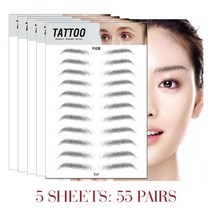 눈썹풀 눈썹잘그리기 여자눈썹그리기 여자눈썹모양 눈썹붙이기 여자눈썹 아치형눈썹 o.two.o 4d 눈썹 메이크업 5 쌍 눈썹 문신 스티커와 같은 오래 지속되는 머리카락 방수 눈썹, 2012-6 5장