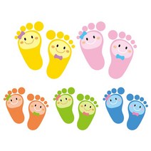 (가꿈)4500 축광 발바닥 스티커 5매입X1팩 질서 안전 지킴이, 연두