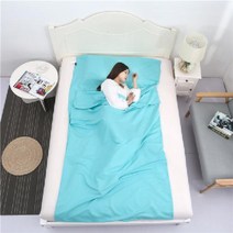 휴대용 호텔 침낭 여행용 숙박 초경량 침대 라이너 시트 이불 침대커버, C 160x210cm, C 스카이블루