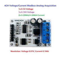 DC 8-25V 4-20MA/0-20MA/0-5V/0-10V 4ch 전압 신호 아날로그 수집 RS485 Modbus RTU ADC 모듈 4 채널 전류