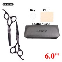 헤어 가위 5.5 6.0 전문 미용 440C 가는 이발 세트 커팅 미용사 1010 #, 23 1010 Hei Dui 6.0B25