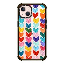 CASETiFY 울트라 임팩트 아이폰 13 케이스 [3m(10피트) 낙하 보호] - 양자리 모로스 스티커 클리어 블랙, Polka Daub Hearts