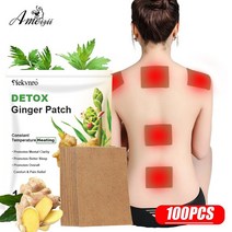 초본 생강 패치 통증 완화를 위한 림프 해독 패치 발 패치 100 시트/팩, 1박스 [스티커 100장], 1개
