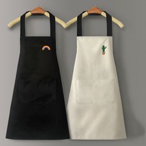 신스엔스 1+1 주방용 방수 포켓 앞치마 순색, 블랙레인보우+화이트선인장