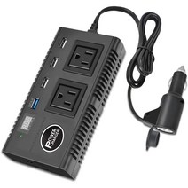카 인버터 200W 컨버터 DC12V 를 AC110V로 교환 고속충전 차량용 시거잭 소켓, 블랙