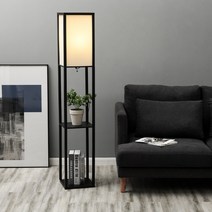플로어 장스탠드 거실 수납형 화분, 블랙 3층  + LED 전구