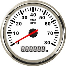 타코미터 측정기 52mm85mm 게이지 가솔린 디젤 12v 24v 빨간색 백라이트 방수에 대 한 시간 미터와 해양 보트 자동차 rpm rev 카운터, 85mm ws-8000rpm