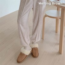 멜팅브라운 [멜팅브라운] 포근한 여성 스웨이드 양털 슬리퍼 털실내화