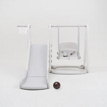 베네베네 헬로 디노 프리미엄 안전가드 유아 아기 미끄럼틀 그네, 미끄럼틀&그네, 화이트 + 그레이