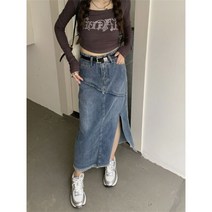 데님스커트 청치마 데님롱스커트 트랜드 제주도 복고풍 면접 신혼 신부