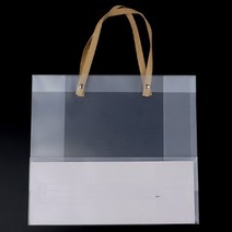 레써니 손잡이형 반투명 쇼핑백 심플 PP 선물 포장가방, 미니