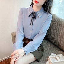 AIRASI 여성 정장셔츠 블라우스 리본 쉬폰 OL 오피스룩