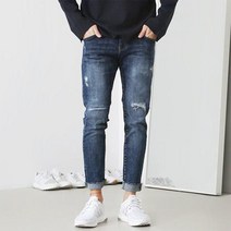 남자 슬림 데미지 청바지