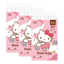 헬로키티 큐티 3겹 27m 30롤 화장지, 3팩