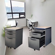 이동식 사무실 서재 다용도 수납가구 사이드 보조 파일서류 서랍장, 월넛