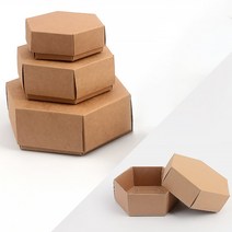 육각 크라프트 박스 상자 싸바리 쿠키 포장 제작, 대 - 브라운(품)(절)