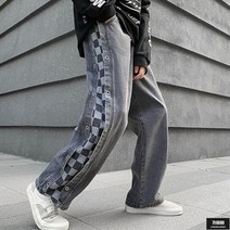 가바바 남성 빅사이즈 청바지 바둑판패턴 포인트 스트릿 데님팬츠 5XL까지 G67494