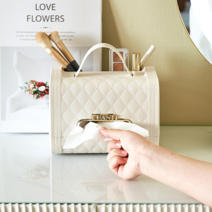 유니크원 사각 두루마리휴지 케이스 오거나이저 책상정리함, 하이트