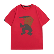 여름 루즈핏 순면 티셔츠 반팔 라운드넥 여름 순면 반팔 티셔츠 패치 토끼 프린트 남성의류 여성의류