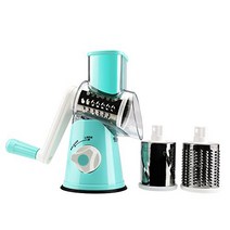 Round Mandoline Drum Slicer Rotary Cheese Grater Veggie Slicer Vegetable Carrot Shredder Nut Chopper, 1, Blue