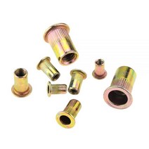 팝너트볼트 리벳너트 M3 M4 M5 M6 M8 M10 M12 아연 도금 탄소강 널링 너트 Rivnut 플랫 헤드 나사산 리벳 인서트 너트 캡, M6(10PCS)