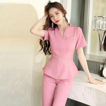 미용 원피스 코디네이터 투피스 피부 마사지 병원 여자 근무복 호텔 여름 세트 데스크 스커트 바지 작업복 수트 치마 기본