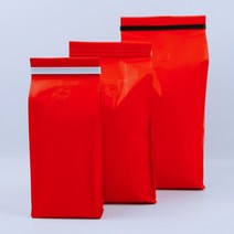 바이올팩키지 커피봉투 무광레드 M자봉투 100매 아로마밸브 미부착, 500g