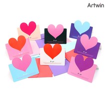 400 하트 미니 카드 축하 연하장 연말 선물 기념일 편지 생일 생신 미니카드 설날 신년 어버이날 스승의날, 스카이블루