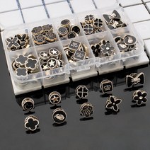 패션 옷 매너 브로치 옷핀 세트, 2.블랙 10종 50개