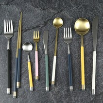 보겐 카라 골드 실버 커트러리 모음 양식기, 블랙(골드), 버터나이프