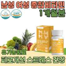 식약처 인증 남성 여성 성인 남녀 종합 비타민 24중 기능성 홍경천 추출물 스트레스 피로 관리 B군 D C 아연 셀렌 몰리브덴 망간 인디안 구스베리 유기농 과일 채소 부원료 파는곳, 1