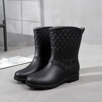 4컬러 퀄팅 패턴 베이직 여성 앵클 레인부츠 레인17여성장화 레인부츠 장마 비 우비, 230mm, 그레이