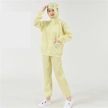 여름 가을 방진복 무진복 제전복 정전기 방지 방전복 남녀 방호복 래커복 블루 화이트 페인트 작업복, 옐로 후드 분홍색 후드 톱+바지, 1개