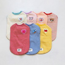 유앤펫 강아지 와펜 스트라이프 나시 티셔츠(5XL~7XL), 스카이