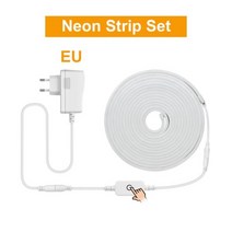 파우더룸 화장대 조명 유연한 네온 LED 백라이트 거울 조명 화장대 메이크업 조명 DC 12V 터치 조광기 스위치 욕실 드레싱 벽 램프, With EU Plug Dimmer, 5m, Warm White