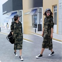 가재울통상 F95502 앞지퍼 밀리터리 후드 롱원피스 빅사이즈 봄원피스 가을원피스 면원피스 0-93-056934-53ea