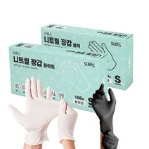슈베스 니트릴장갑 200매 라텍스장갑 주방 요리용 위생 일회용고무글러브 셰프 쉐프 미용 세차, 니트릴장갑 화이트, L (100매x2개)